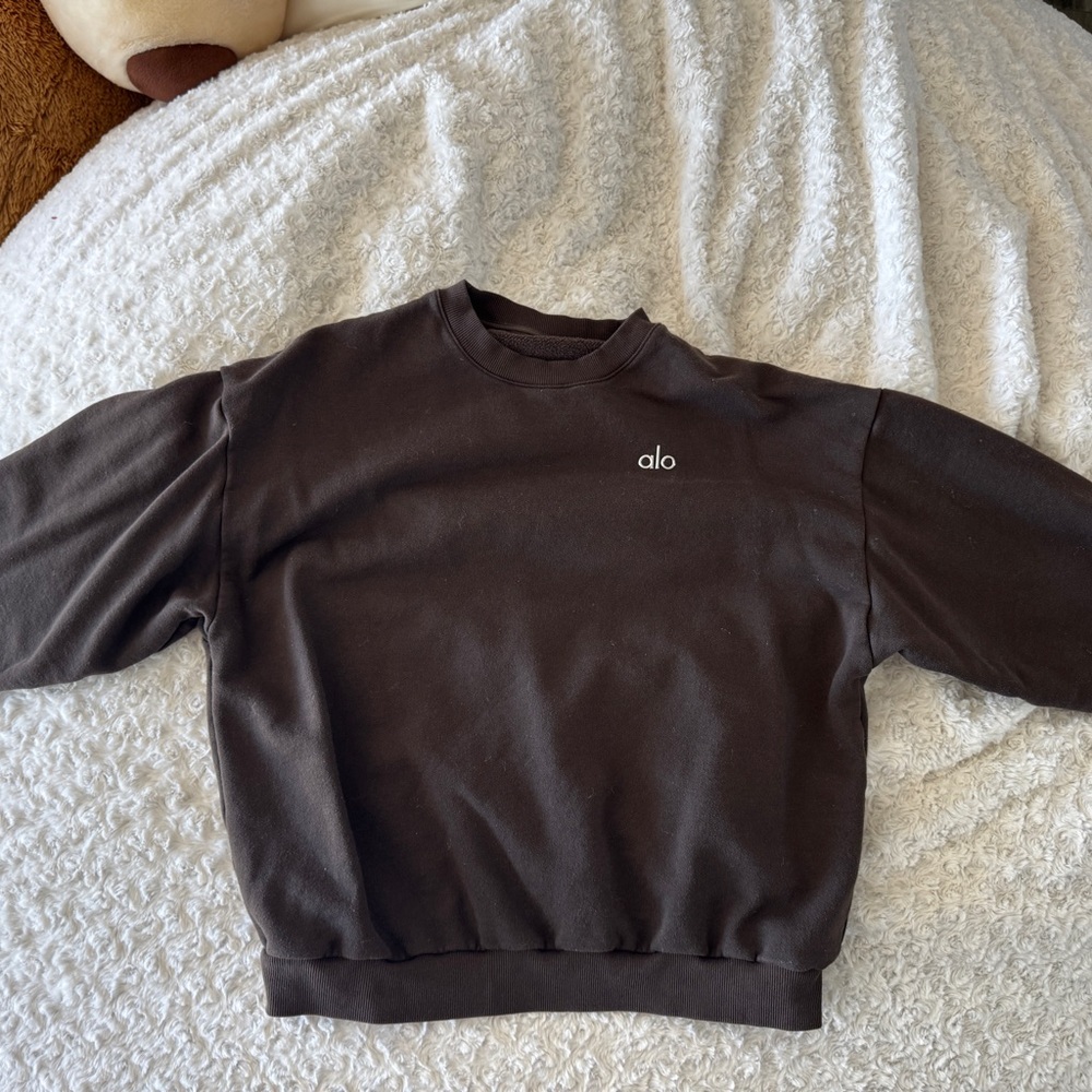 ALO Yoga Accolade in Espresso Crewneck Sweater in Medium